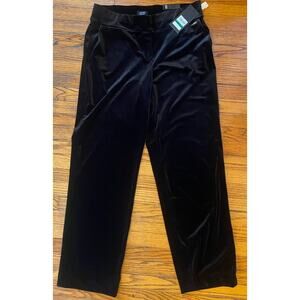 Jones New York Black Velour Velvet Pants Women's L Bootcut Dressy Velvet Career